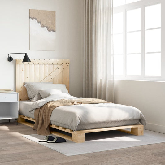 vidaXL Bed Frame | Natural Wood | Solid Pine Wood | Single | Durable | Bed Frame