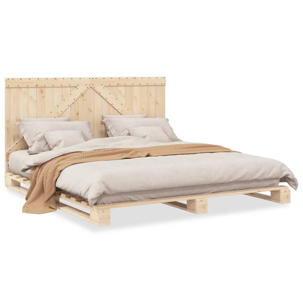 vidaXL Bed Frame | Natural Wood | Solid Pine | Double | Durable | Rectangular