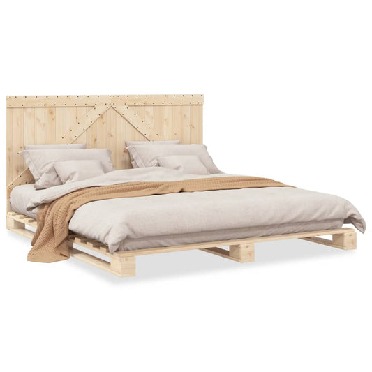 vidaXL Bed Frame | Natural Wood | Solid Pine | Double | Durable | Rectangular