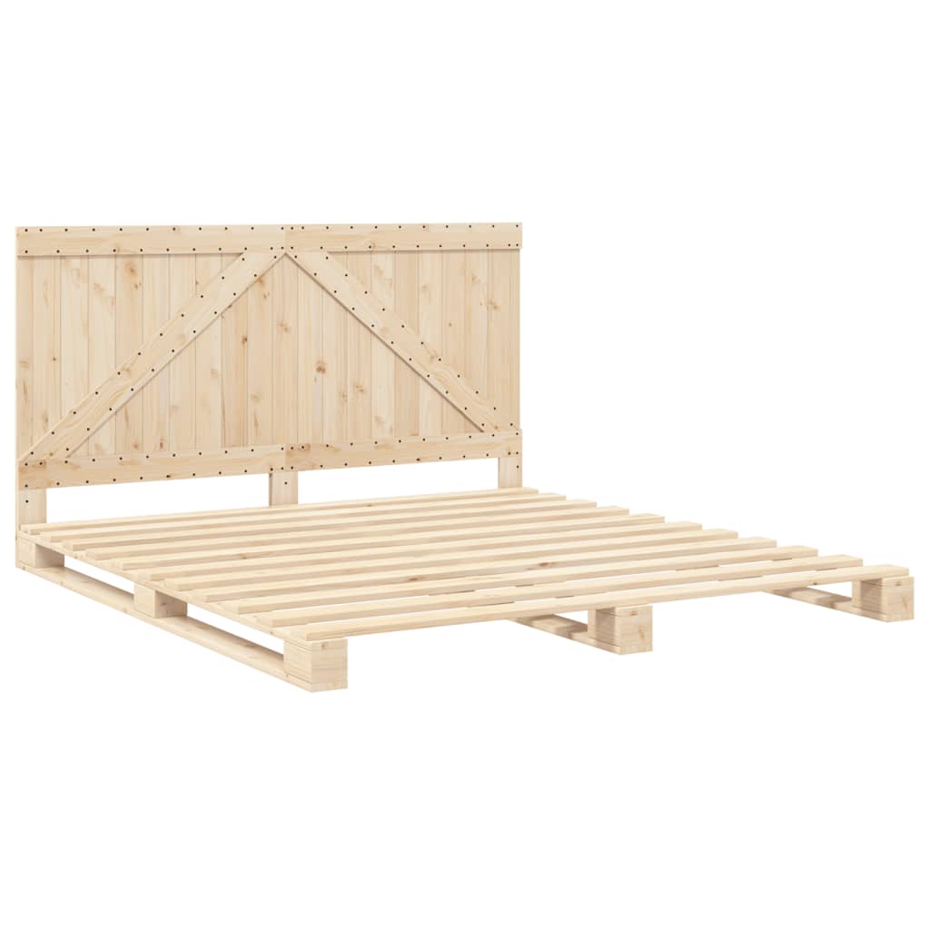 vidaXL Bed Frame | Natural Wood | Solid Pine | Double | Durable | Rectangular