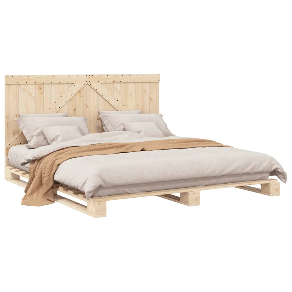 vidaXL Bed Frame | Natural Wood | Solid Pine | Double | Durable | Rectangular