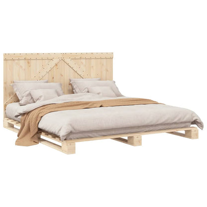 vidaXL Bed Frame | Natural Wood | Solid Pine | Double | Durable | Rectangular