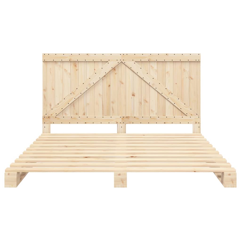 vidaXL Bed Frame | Natural Wood | Solid Pine | Double | Durable | Rectangular