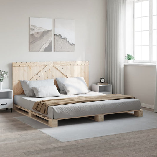 vidaXL Bed Frame | Natural Wood | Solid Pine | Double | Durable | Rectangular