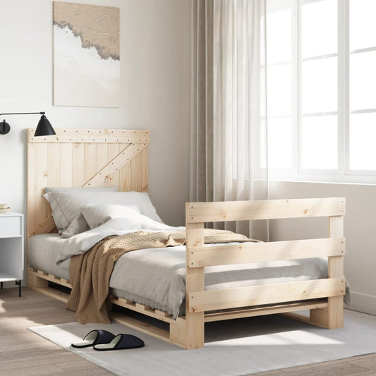 vidaXL Bed Frame without Mattress with Headboard 90x200 cm Solid Wood