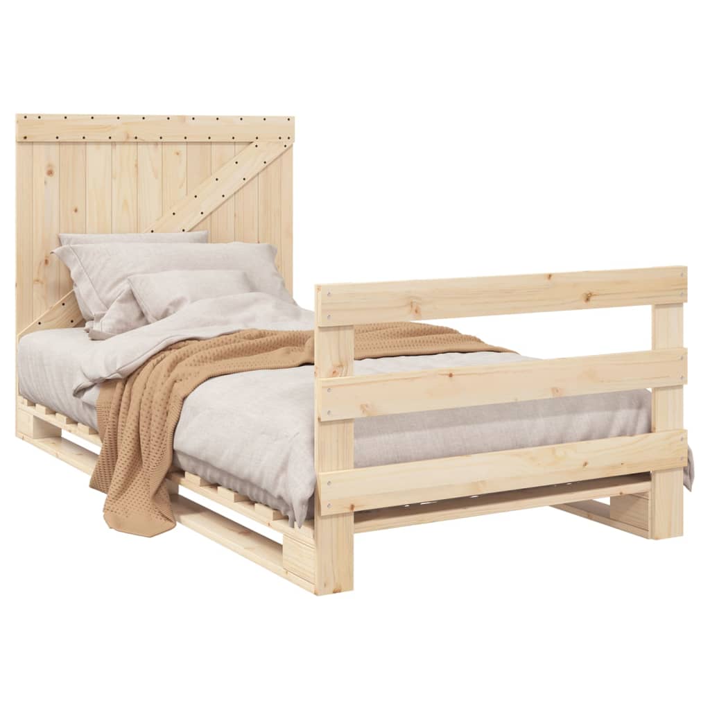 vidaXL Bed Frame | Pine | Solid pine wood | Single |  Durable  | Bed Frame