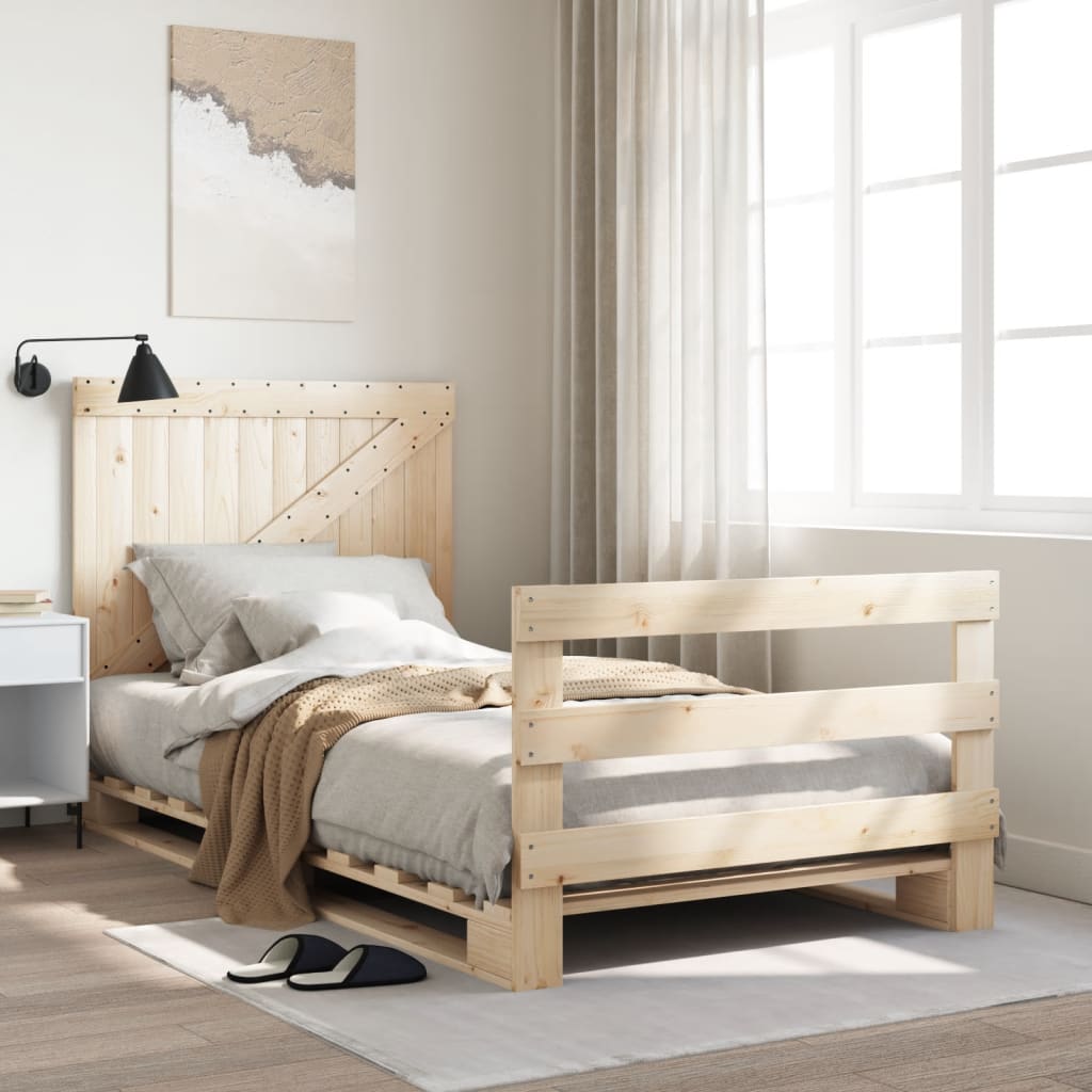 vidaXL Bed Frame | Pine | Solid pine wood | Single |  Durable  | Bed Frame