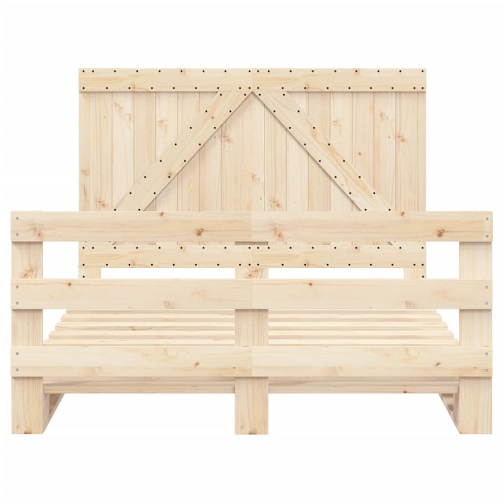 vidaXL Bed Frame without Mattress with Headboard 140x200 cm Solid Wood