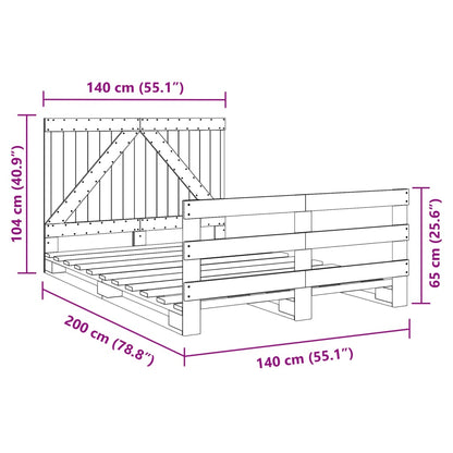 vidaXL Bed Frame without Mattress with Headboard 140x200 cm Solid Wood