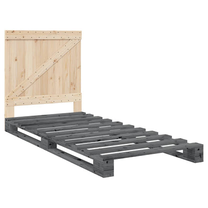 vidaXL Bed Frame without Mattress  Grey 90x200 cm Solid Wood Pine