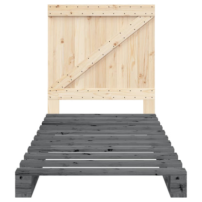 vidaXL Bed Frame without Mattress  Grey 90x200 cm Solid Wood Pine