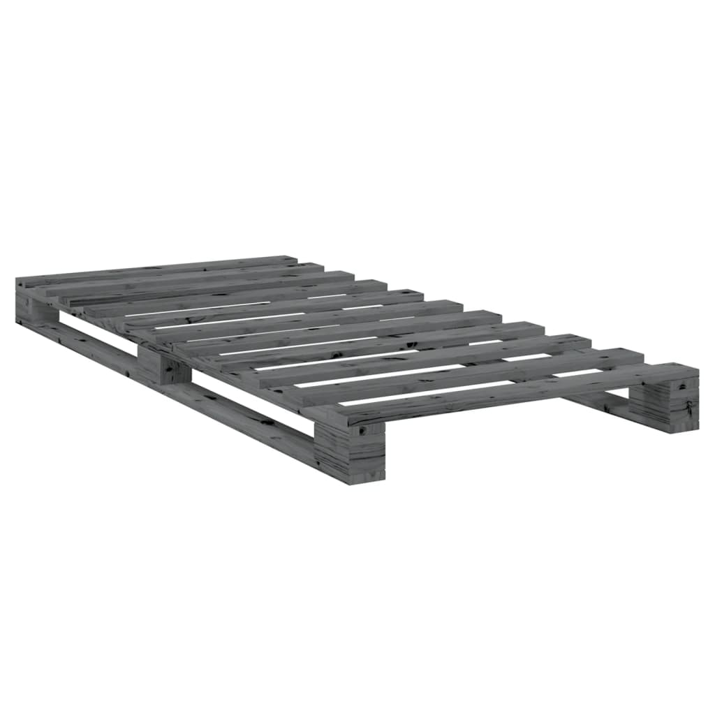 vidaXL Bed Frame without Mattress  Grey 90x200 cm Solid Wood Pine