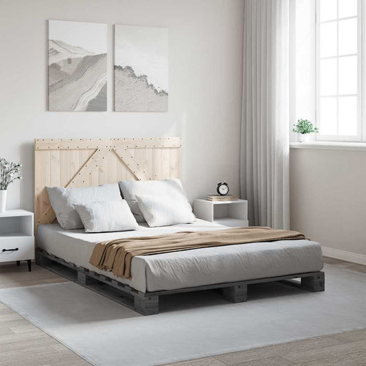 vidaXL Bed Frame | Grey | Solid pinewood | Double | Durable | Bed Frame