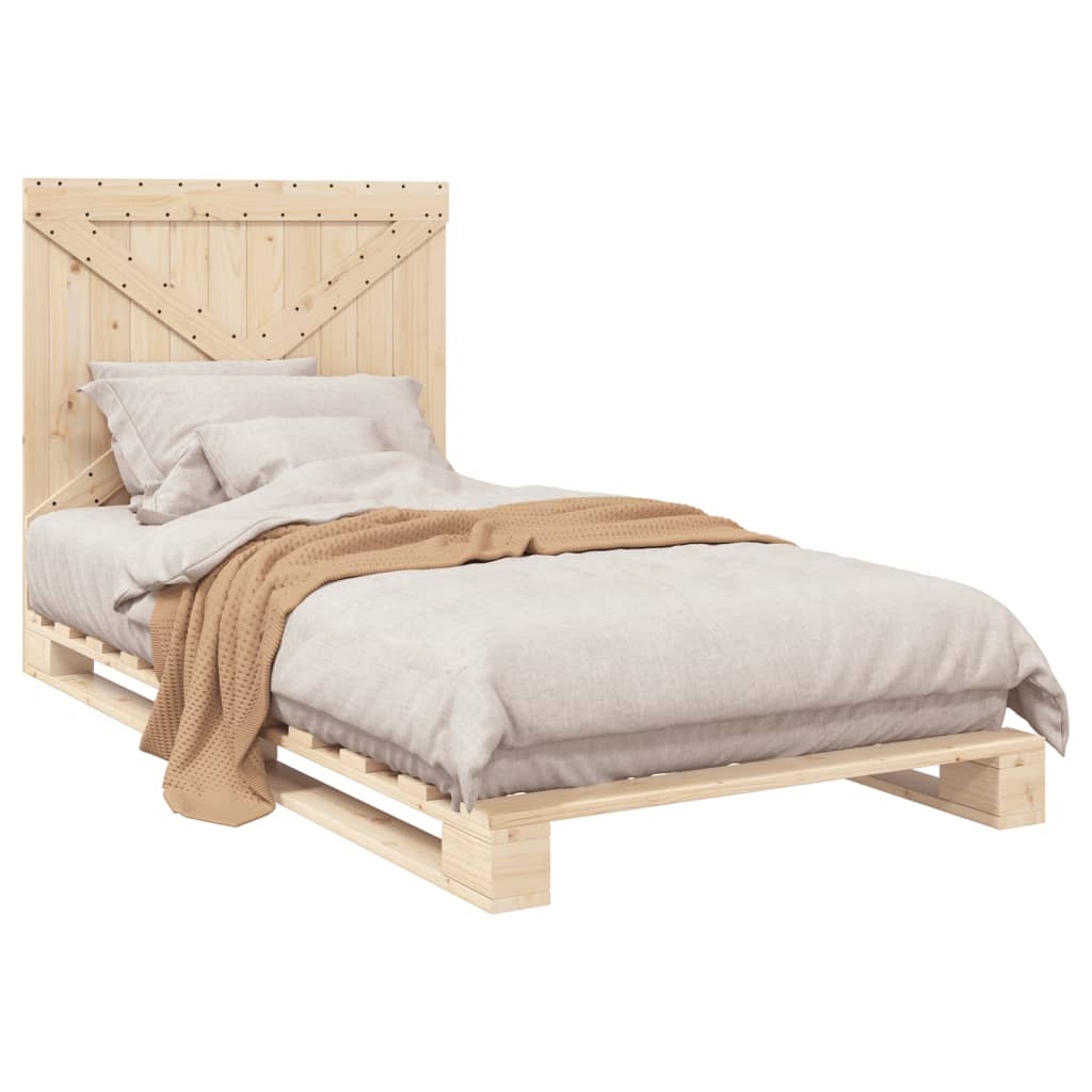 vidaXL Bed Frame | Natural Pine | Solid pine wood | Single | Durable | Bed Frame