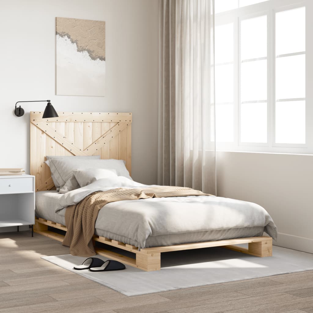 vidaXL Bed Frame | Natural Pine | Solid pine wood | Single | Durable | Bed Frame