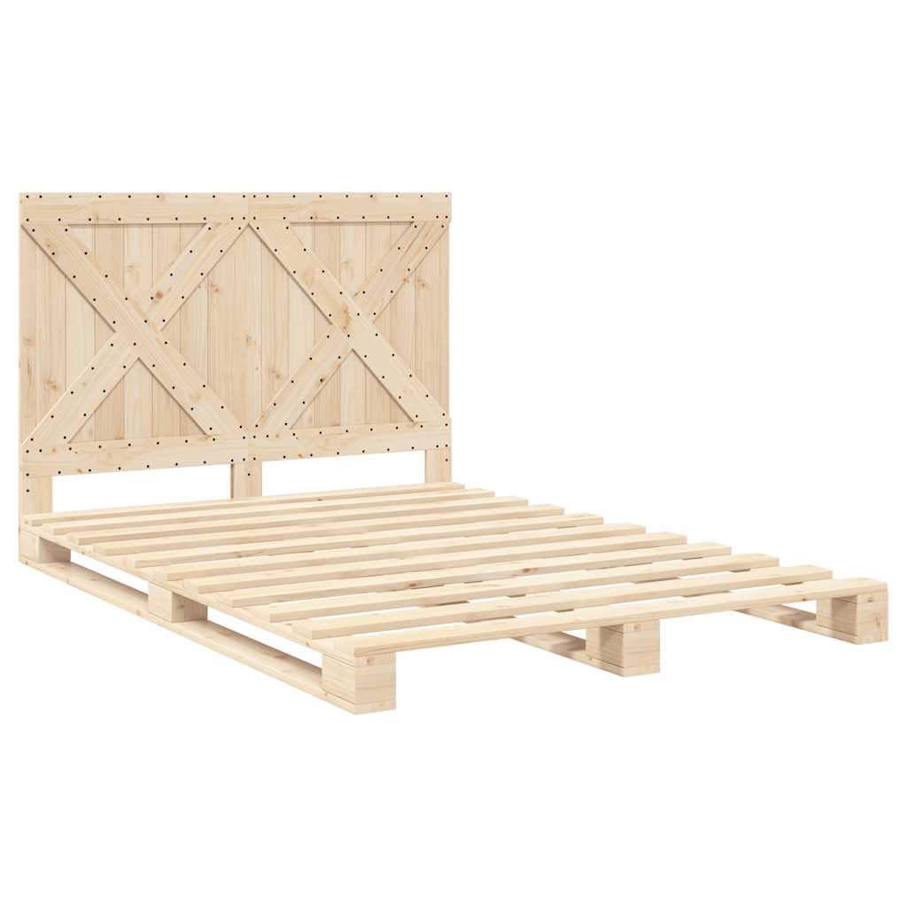 vidaXL Bed Frame without Mattress with Headboard 140x200 cm Solid Wood