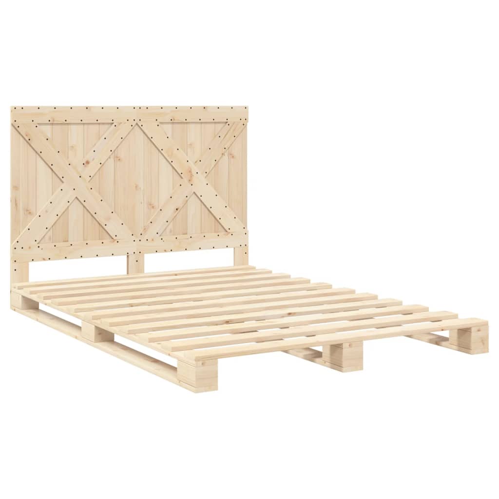 vidaXL Bed Frame | Natural Pine | Solid Pine Wood | Double | Durable | Bed Frame