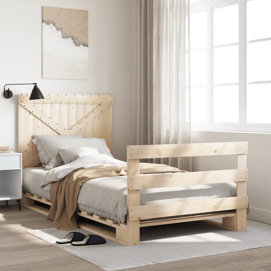 vidaXL Bed Frame | natural pine | Solid pinewood | Single | Bed Frame