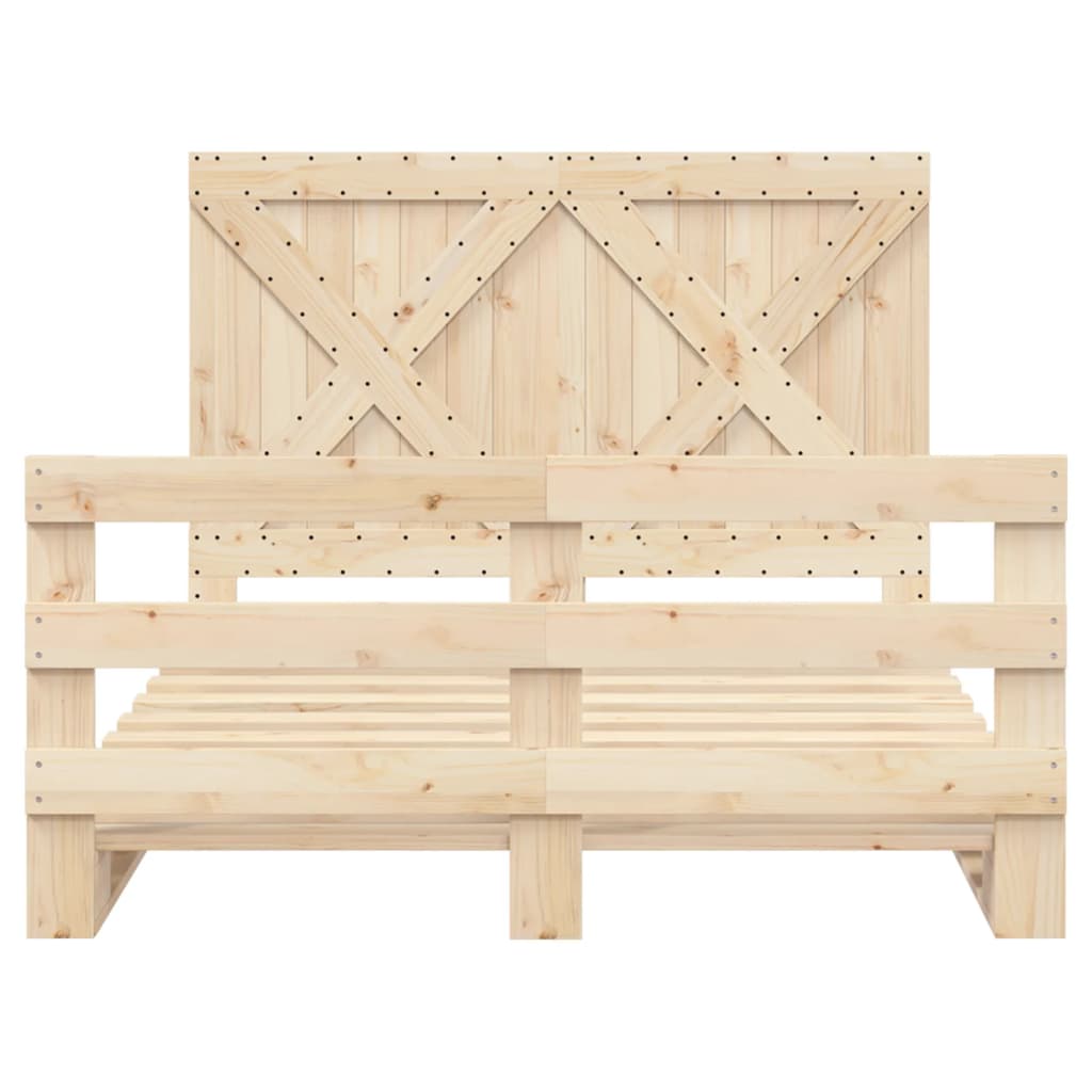 vidaXL Bed Frame without Mattress with Headboard 140x200 cm Solid Wood