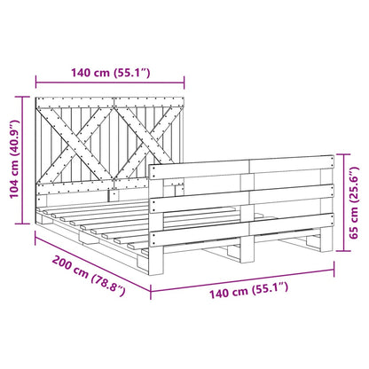 vidaXL Bed Frame without Mattress with Headboard 140x200 cm Solid Wood