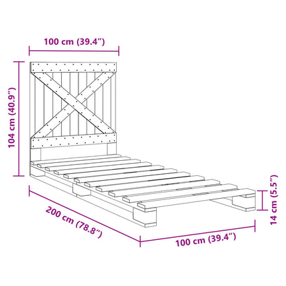 vidaXL Bed Frame without Mattress  Grey 100x200 cm Solid Wood Pine