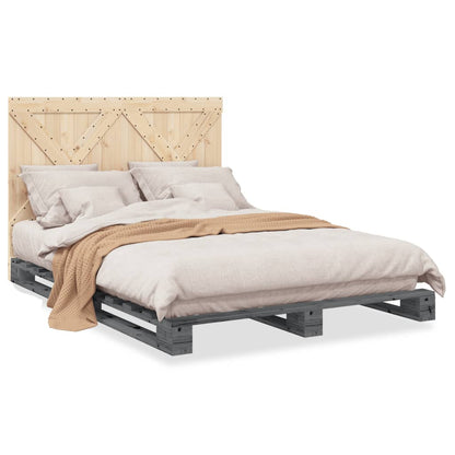 vidaXL Bed Frame | Grey | Solid pine wood | Double | Sturdy | Bed Frame
