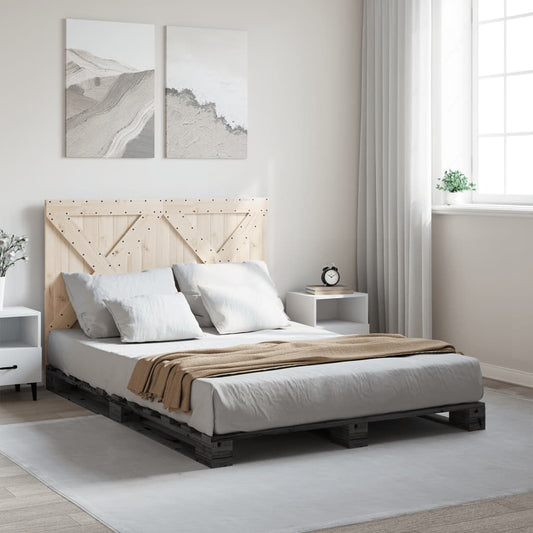 vidaXL Bed Frame | Grey | Solid pine wood | Double | Sturdy | Bed Frame