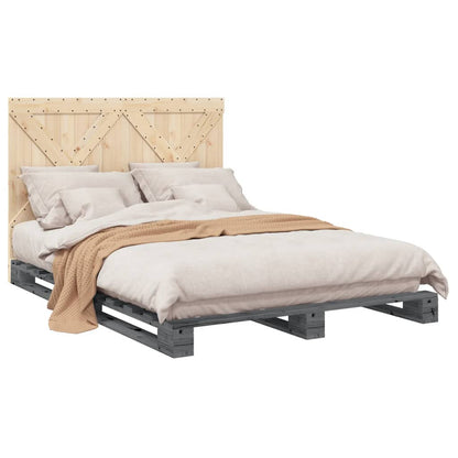 vidaXL Bed Frame | Grey | Solid pine wood | Double |  Durable  | Bed Frame
