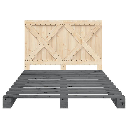 vidaXL Bed Frame | Grey | Solid pine wood | Double |  Durable  | Bed Frame