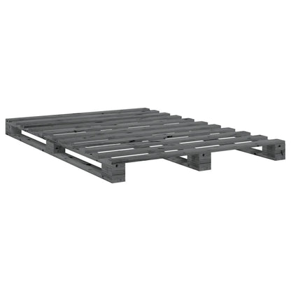 vidaXL Bed Frame | Grey | Solid pine wood | Double |  Durable  | Bed Frame