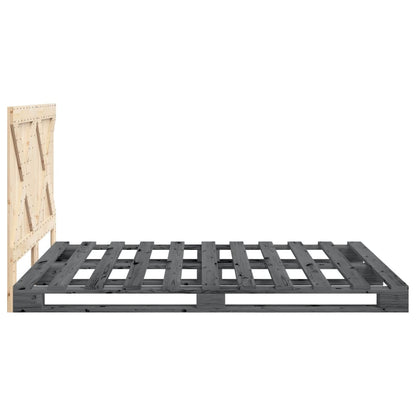 vidaXL Bed Frame | Grey | Solid pine wood | Double |  Durable  | Bed Frame