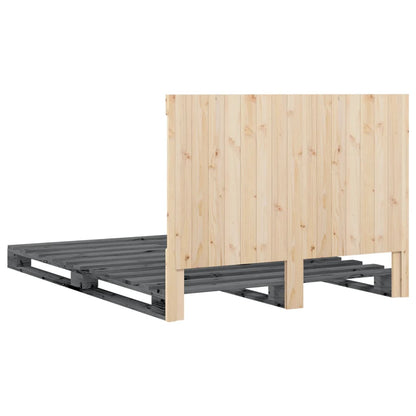 vidaXL Bed Frame | Grey | Solid pine wood | Double |  Durable  | Bed Frame