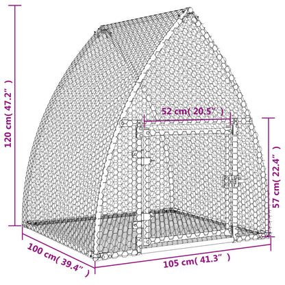 vidaXL Rabbit Hutch Silver 105x100x120 cm Galvanised Steel