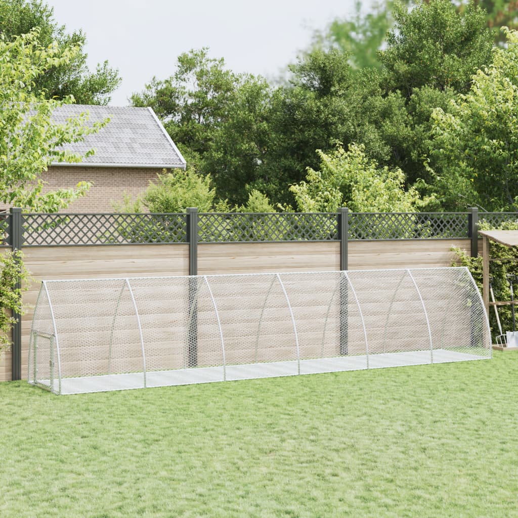 vidaXL Rabbit Hutch Silver 105x600x120 cm Galvanised Steel