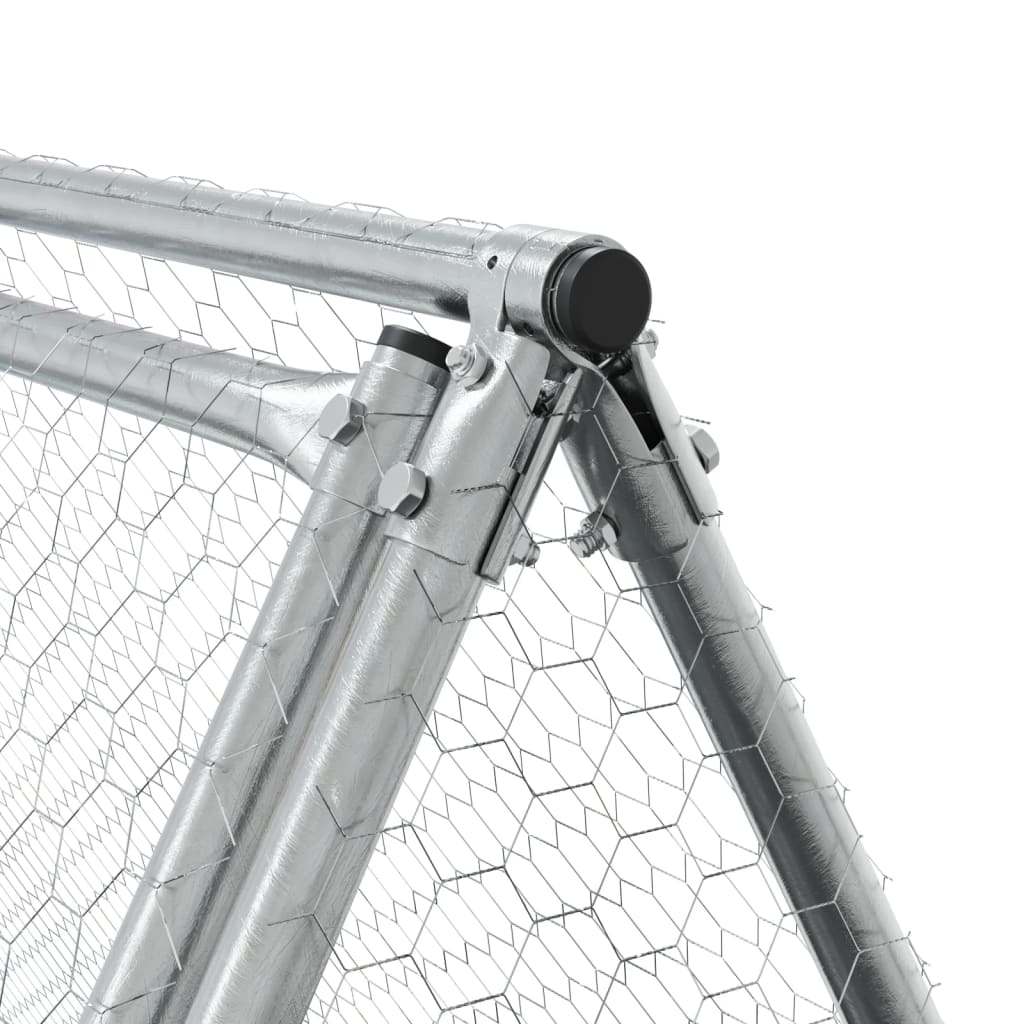 vidaXL Rabbit Hutch Silver 200x105x91 cm Galvanised Steel