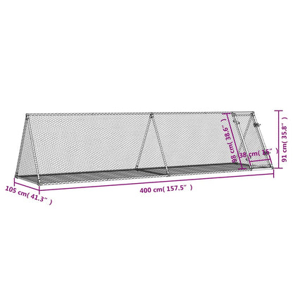 vidaXL Rabbit Hutch Silver 400x105x91 cm Galvanised Steel