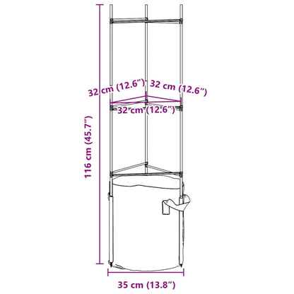 vidaXL Tomato Cages with Plant Bags 4 pcs 116 cm Steel and PP