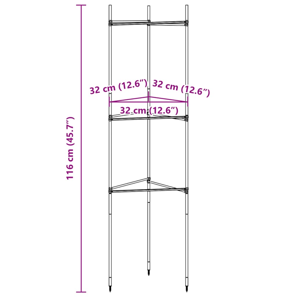 vidaXL Tomato Cages 8 pcs 116 cm Steel and PP