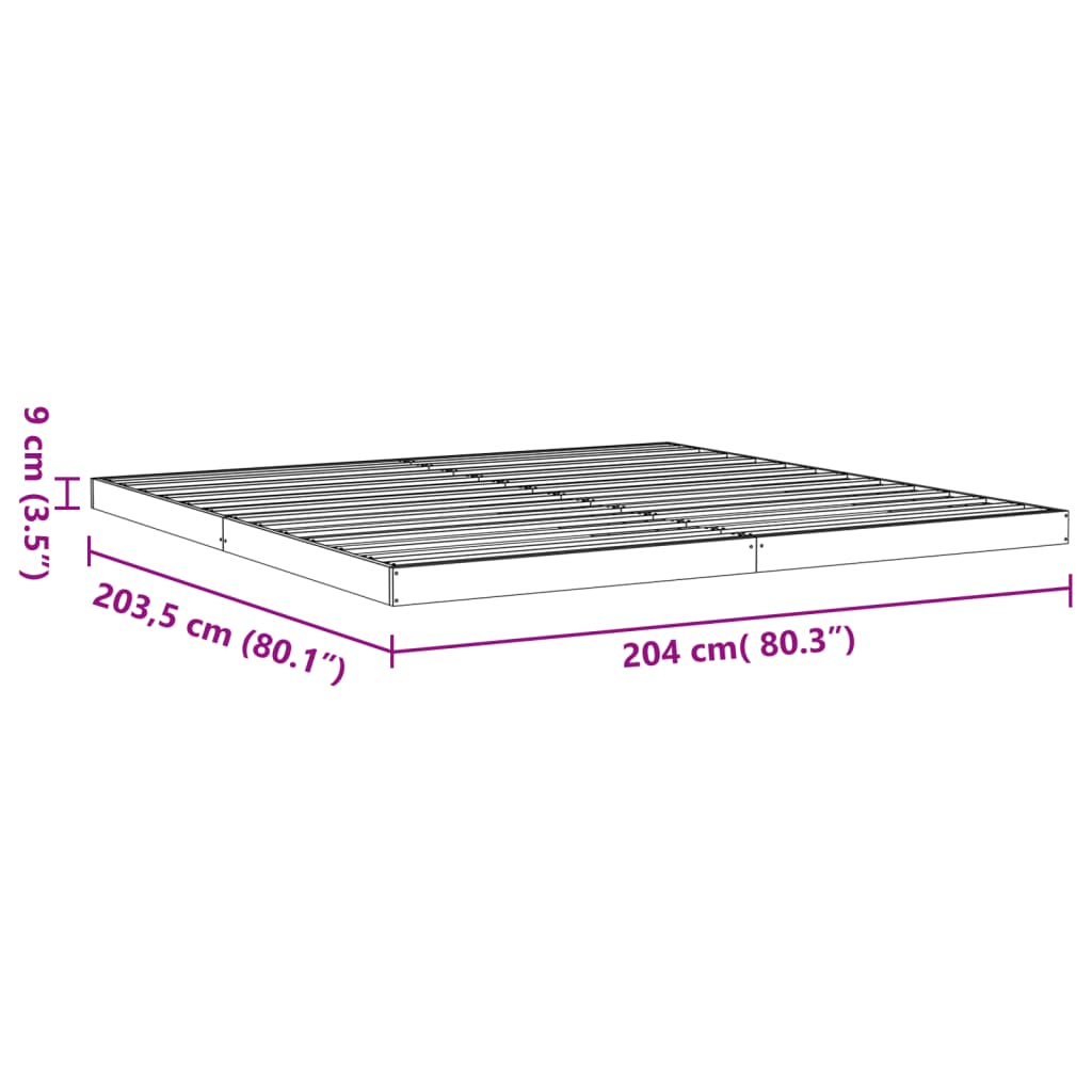 vidaXL Bed Frame without Mattress Wax Brown 200x200 cm Solid Wood Pine