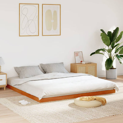 vidaXL Bed Frame without Mattress Wax Brown 200x200 cm Solid Wood Pine