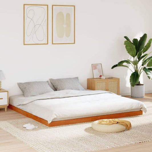 vidaXL Bed Frame without Mattress Wax Brown 180x200 cm Super King Solid Wood Pine