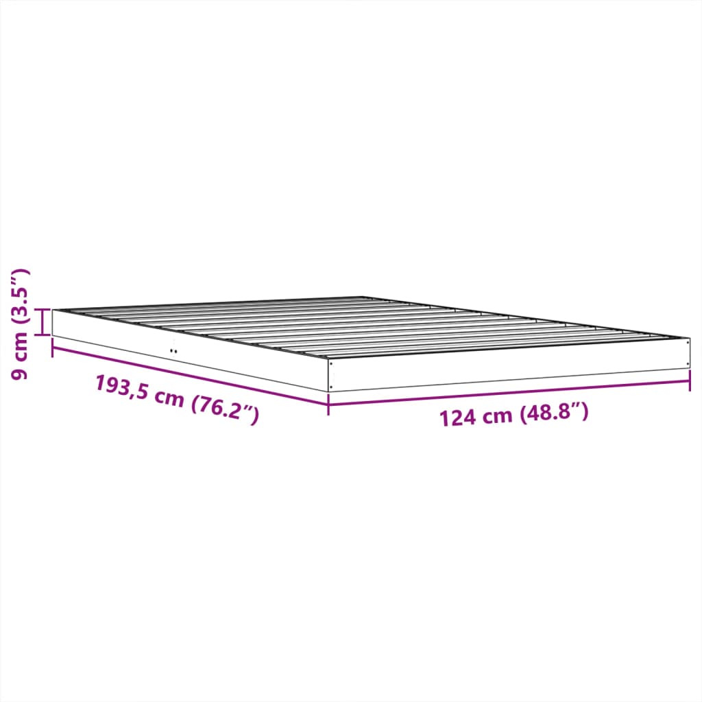 vidaXL Bed Frame without Mattress Wax Brown 120x190 cm Small Double Solid Wood Pine