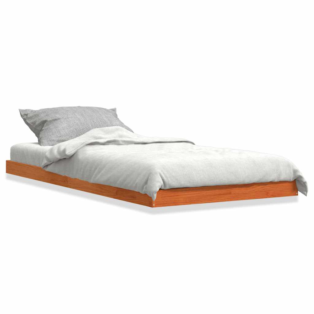 vidaXL Bed Frame without Mattress Wax Brown 75x190 cm Small Single Solid Wood Pine