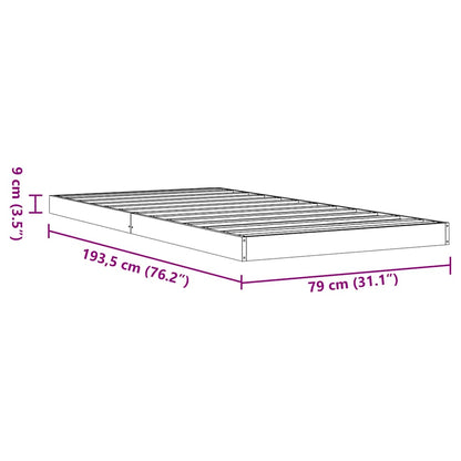 vidaXL Bed Frame without Mattress Wax Brown 75x190 cm Small Single Solid Wood Pine