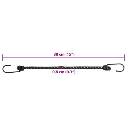 vidaXL Bungee Cords with Reflective Strips and Hooks 25 pcs 38 cm