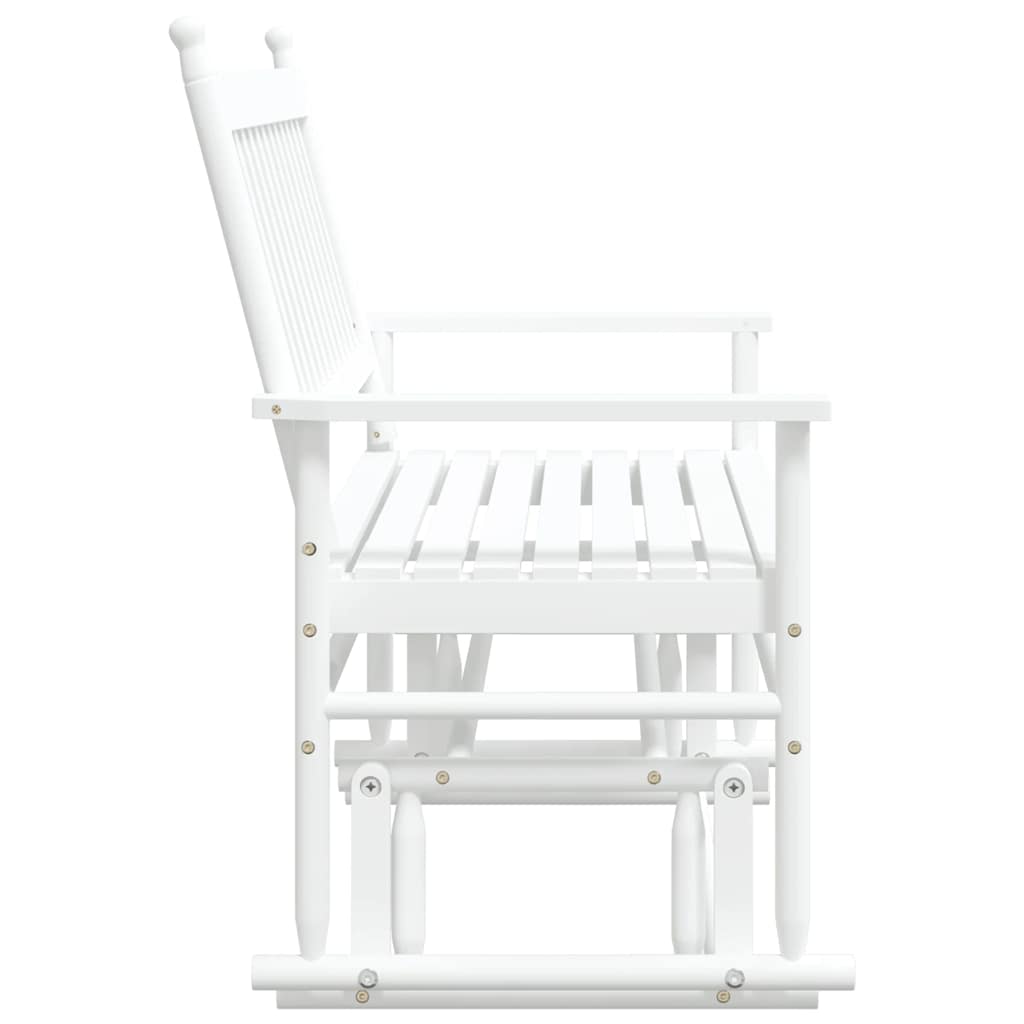 vidaXL Glider Bench White 118x70x104.5 cm Solid Wood Poplar