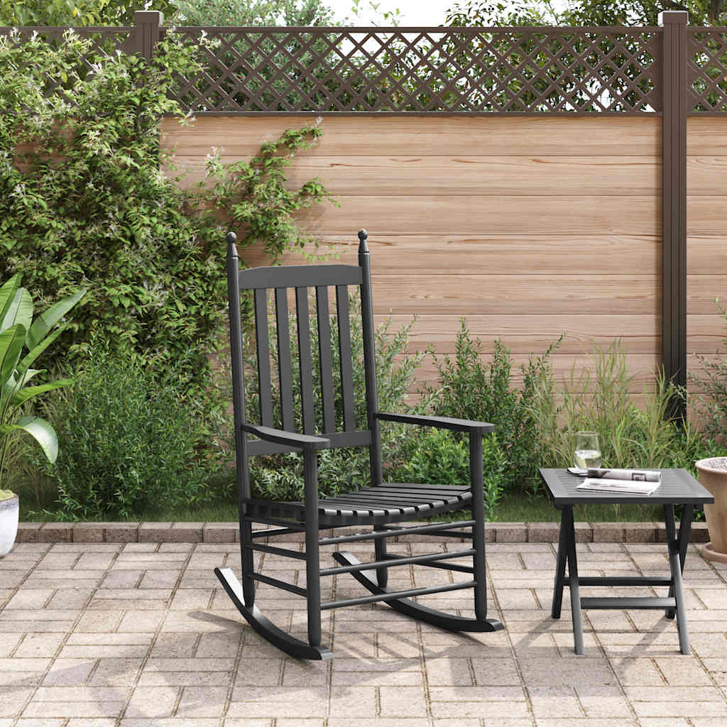 vidaXL Rocking Chair with Curved Seat Black Solid Wood Poplar