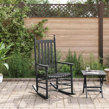 vidaXL Rocking Chair with Curved Seat Black Solid Wood Poplar