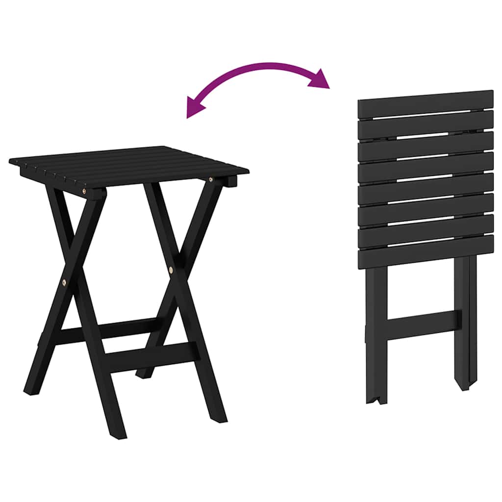 vidaXL Side Table Foldable Black Solid Wood Poplar