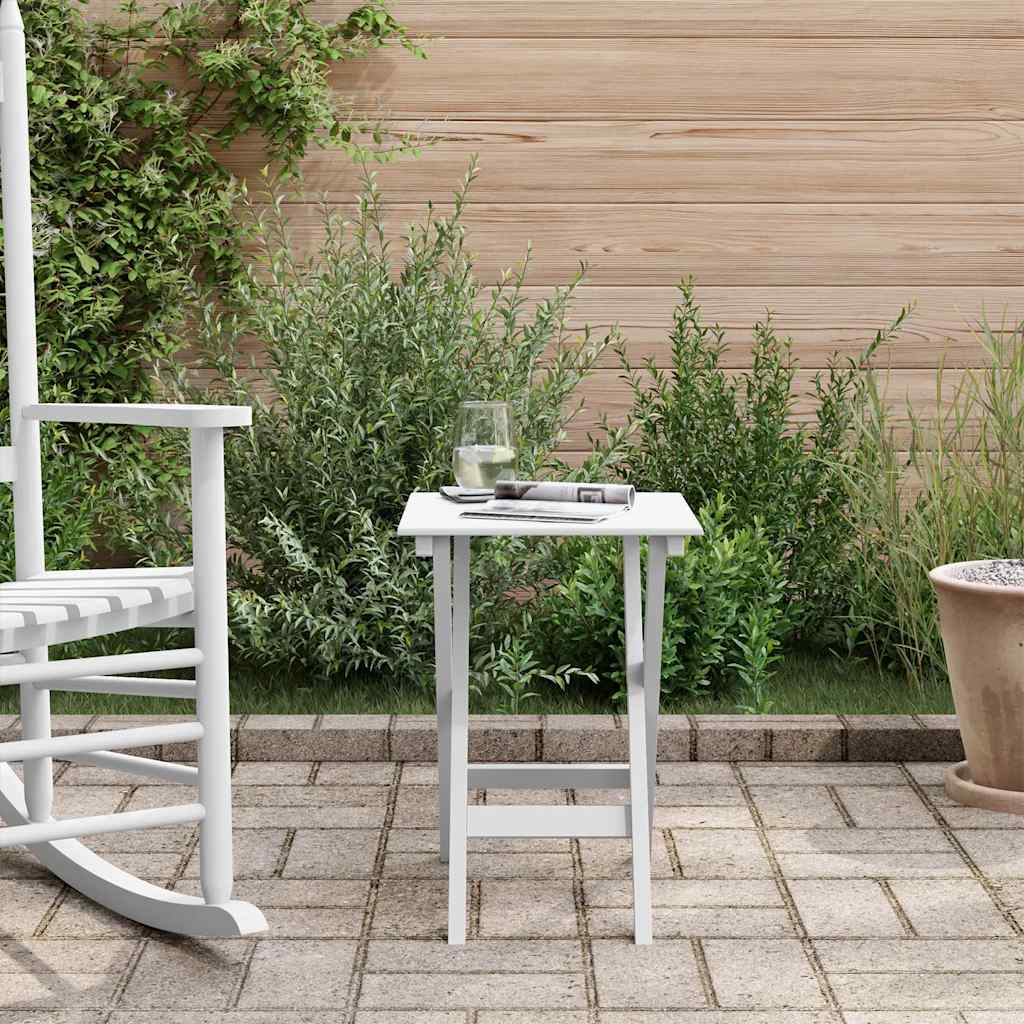 vidaXL Side Table Foldable White Solid Wood Poplar